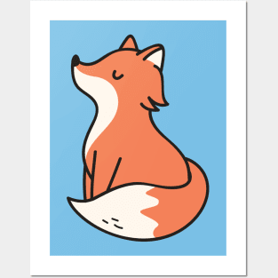 Cute Baby Fox Doodle Drawing Posters and Art